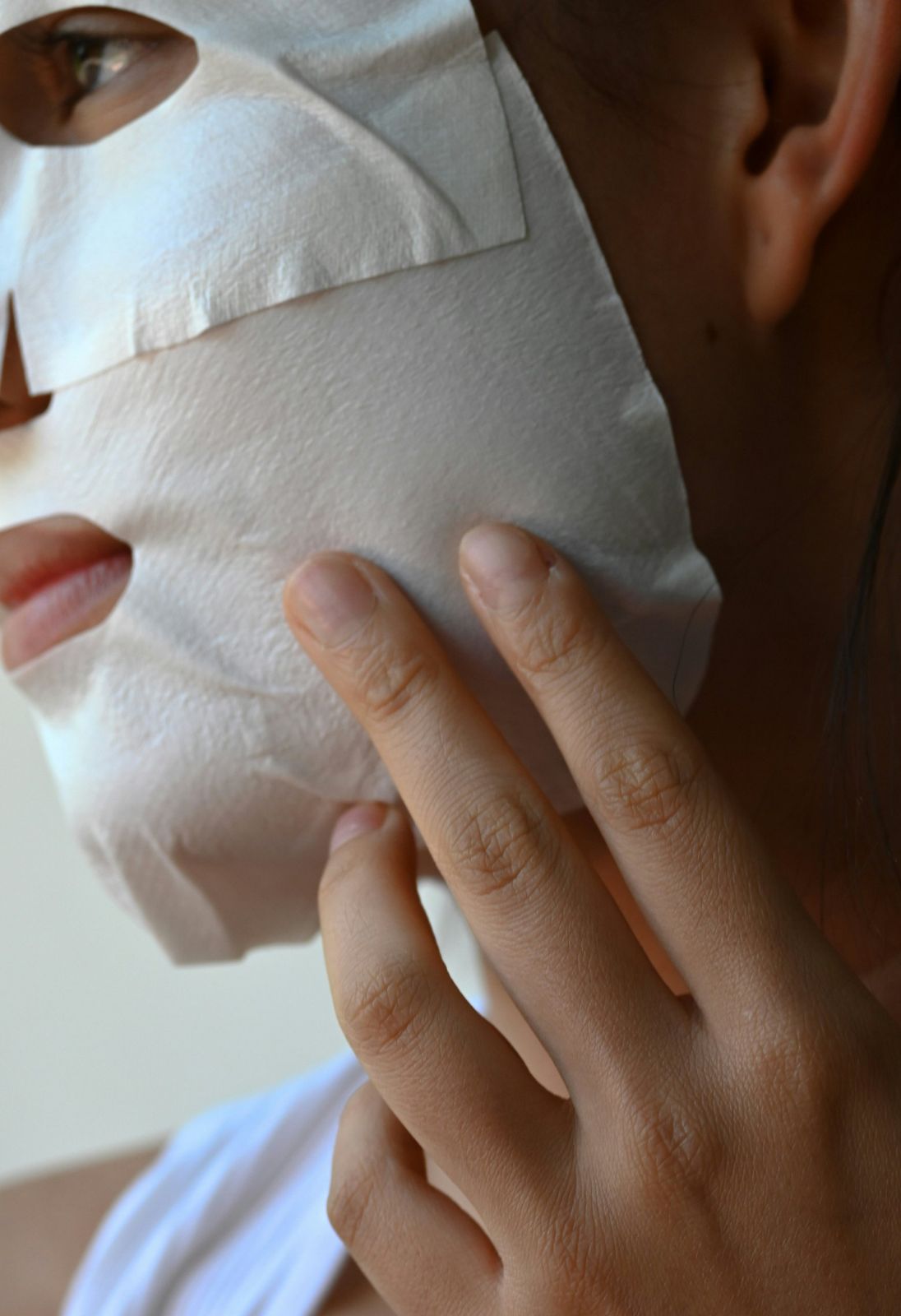 A skincare sheet mask close up